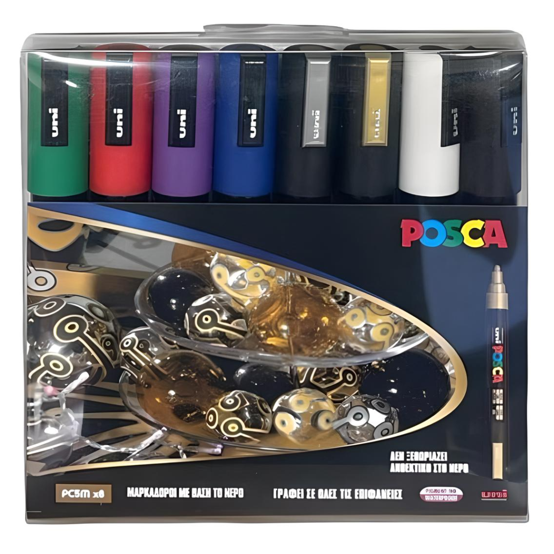 Σετ 8 Μαρκαδόροι Posca PC5M 2.5mm (Μεσαία Μύτη)