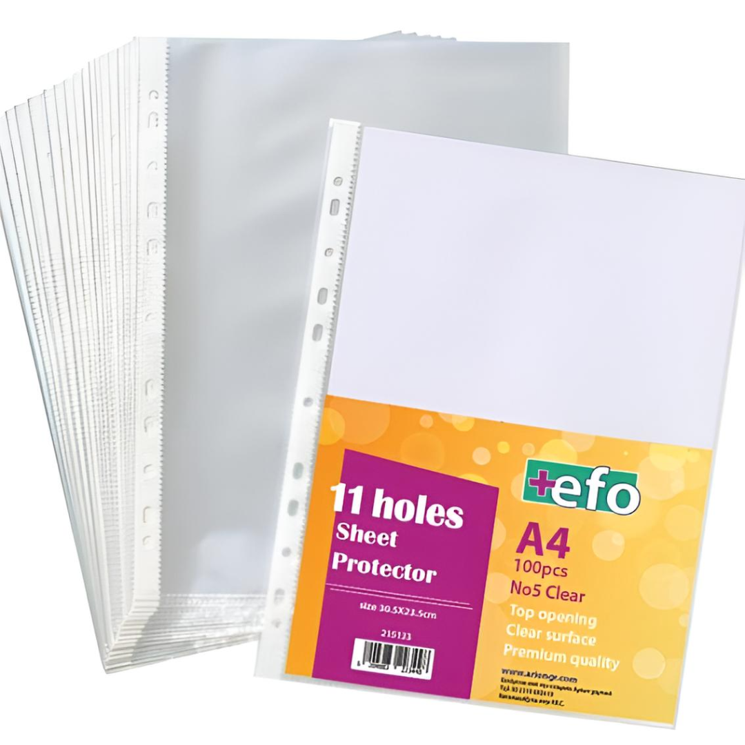 Ζελατίνες με Τρύπες +Efo Α4 Νο Clear 100τμχ