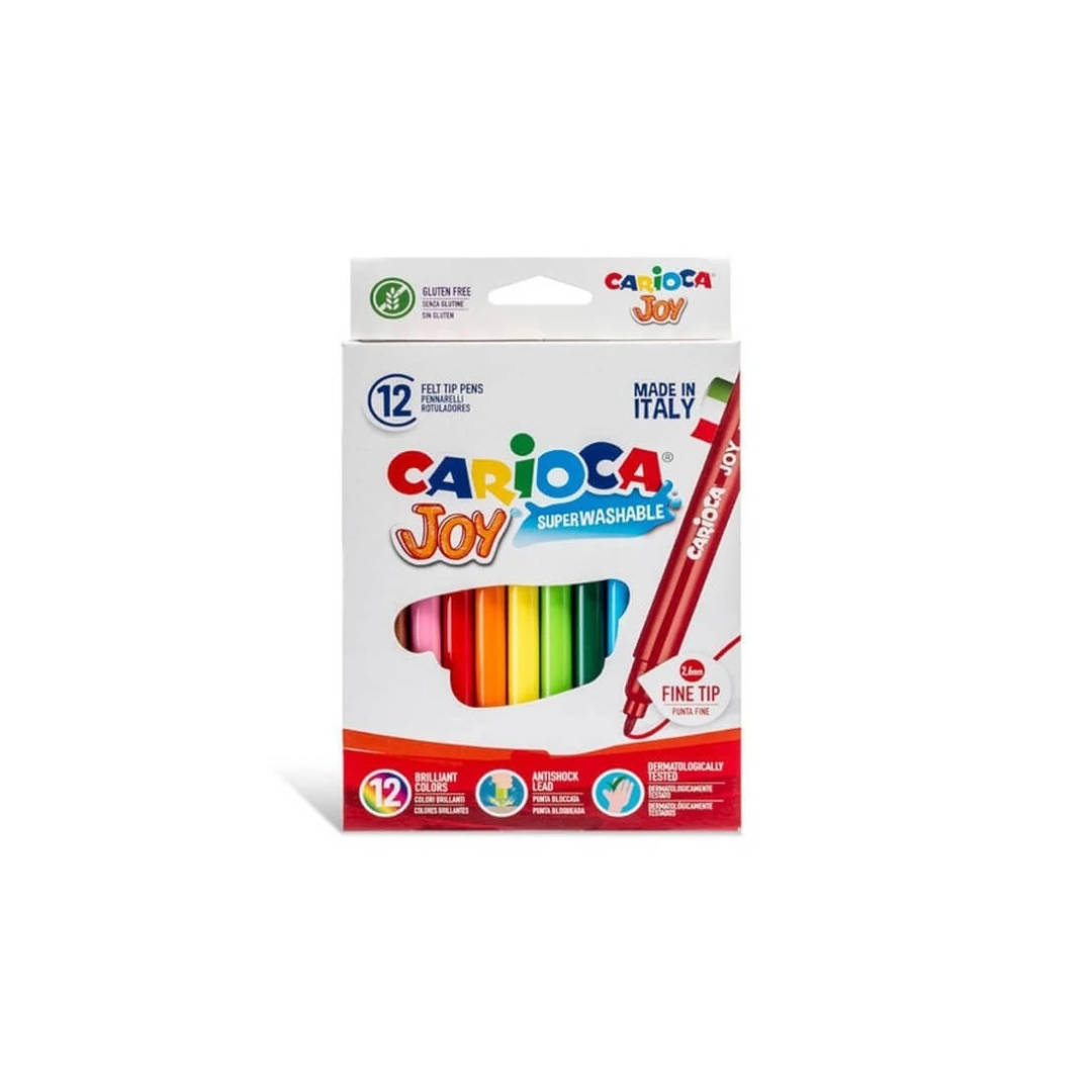 Carioca Joy Πλενόμενοι Μαρκαδόροι Ζωγραφικής Λεπτοί Σετ 12 Χρωμάτων
