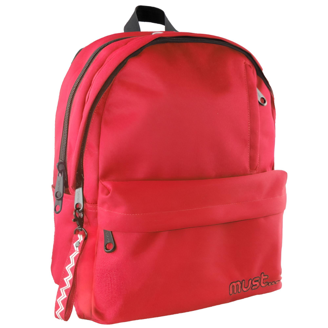 Must Τσάντα Πλάτης Monochrome RPET με 2 Θήκες Κόκκινη 32x19x42 εκ.