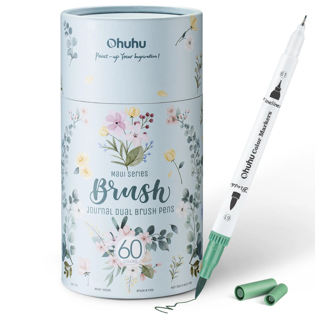 Ohuhu Σετ 60 Μαρκαδόρων με Βάση το Νερό Brush & Fineliner