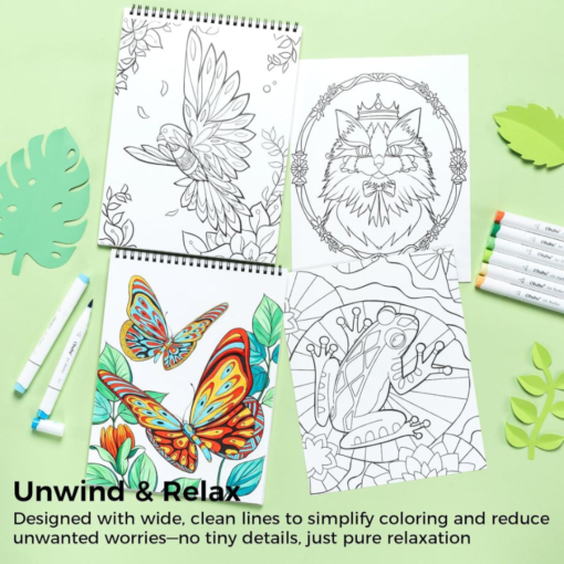 Alternative view of Ohuhu Bleedproof Coloring Book Mandala & Animals