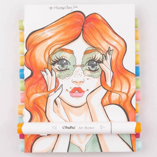 Ohuhu Honolulu Alcohol Art Markers Σετ Μαρκαδόρων 24 Βασικών Χρωμάτων Brush & Chisel - Image 10