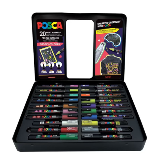 Alternative view of Uni-Ball Posca Μαρκαδόροι Ζωγραφικής Groovy Colours 20τεμ. σε Μεταλλικό Κουτί
