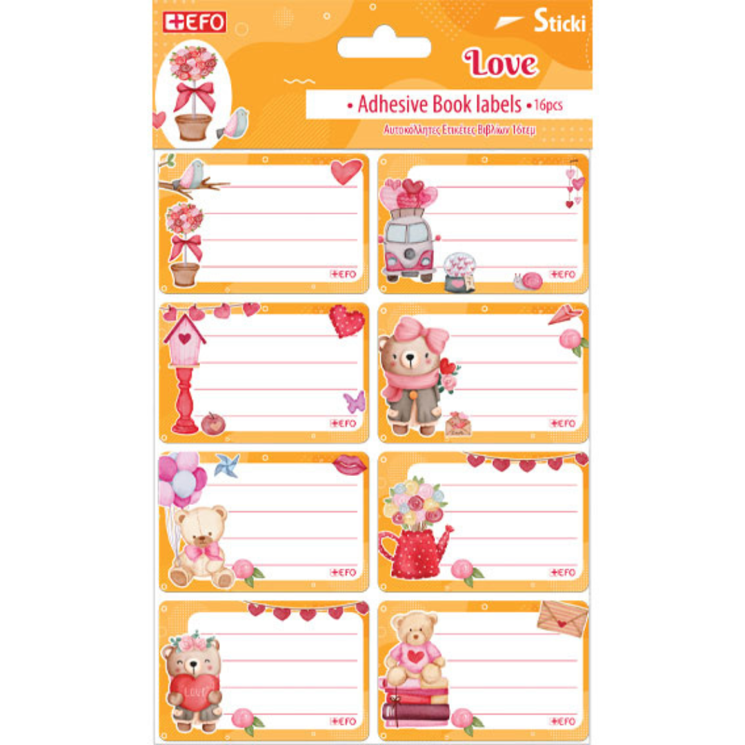 Ετικέτες Αυτοκόλλητες Sticki Love 16τεμ