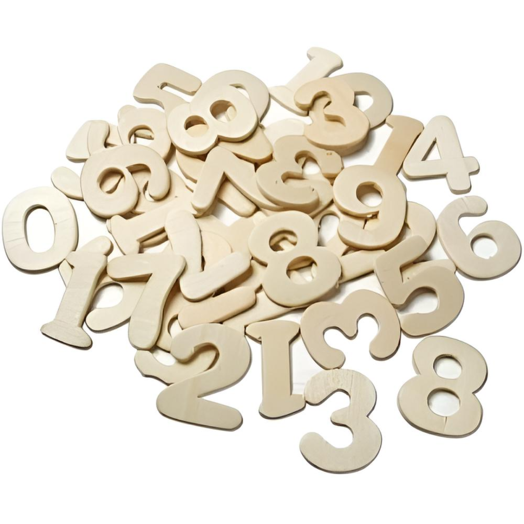 Διακοσμητικοί Ξύλινοι Αριθμοί, 40τμχ, 2,5 cm