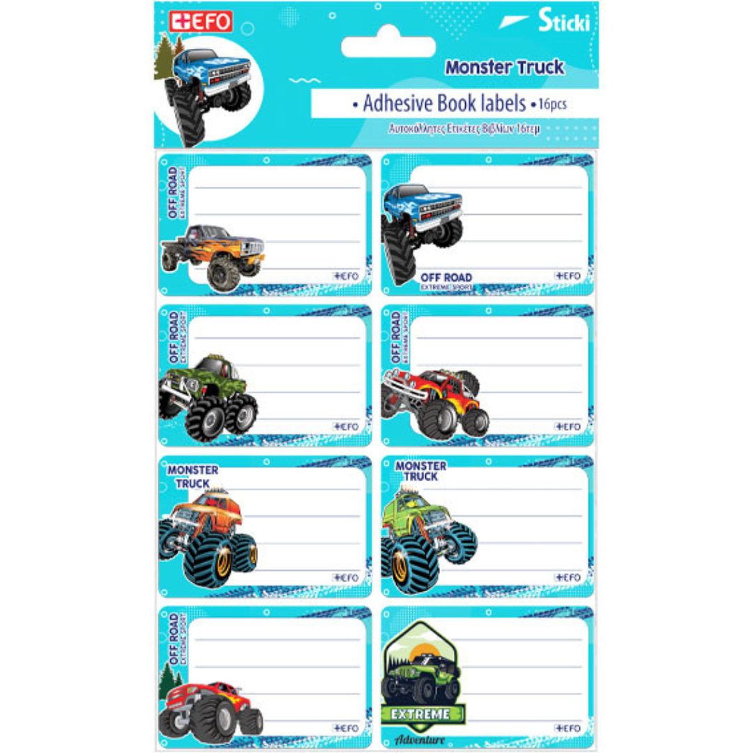 Ετικέτες Αυτοκόλλητες Sticki Monster Truck 16τεμ